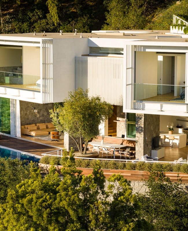 Beverly Crest House Facade and Landscape
