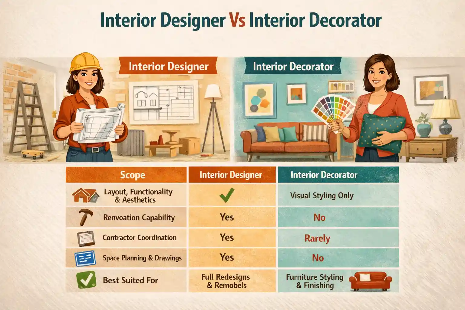 Interior Designer vs Interior Decorator